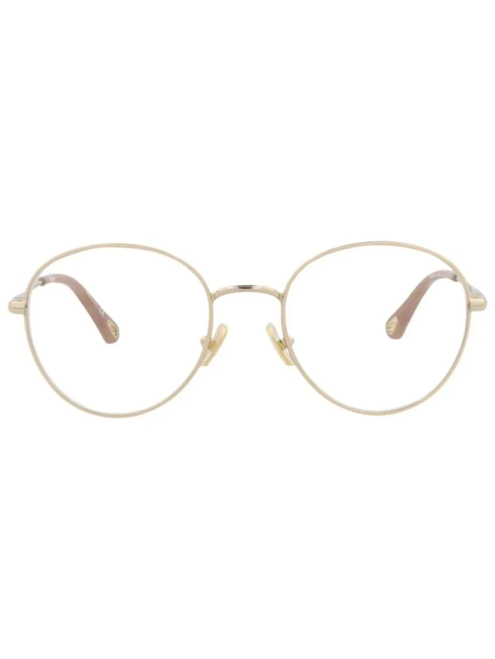 New Chloé Women's Eyeglasses Round Oval Metal Frame Nude Gold Transparent